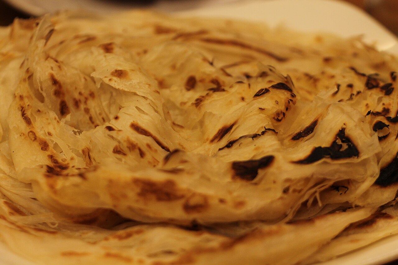 Freshly made lachha parantha bread